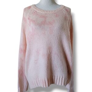 Wooden Ships Pastel Pink Tie Dye Chunky Raglan Sweater S/M Fuzzy Wool Mohair